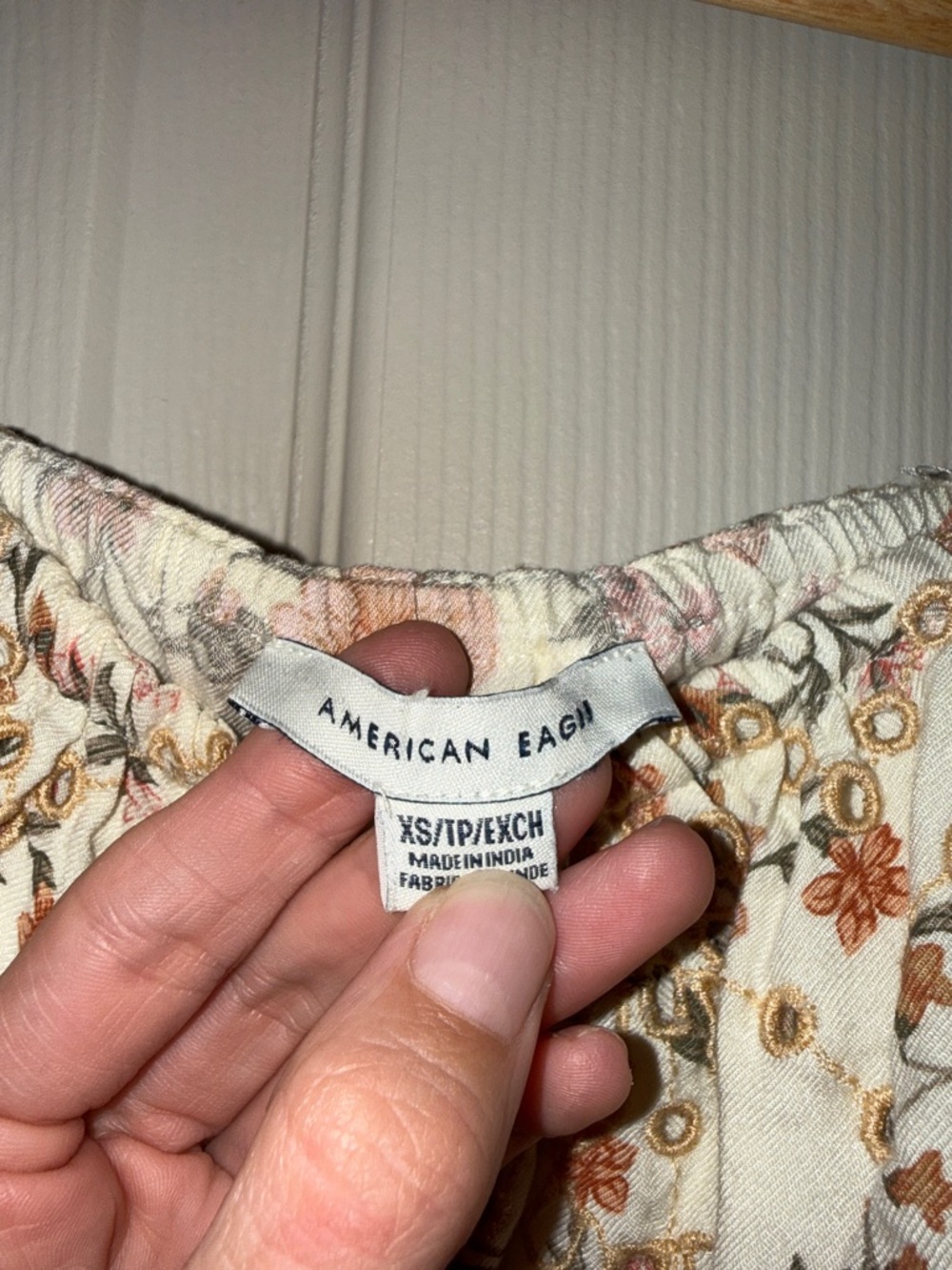 American Eagle Outfitters Cream Floral Wide-Leg Jumpsuit - Picture 7 of 8